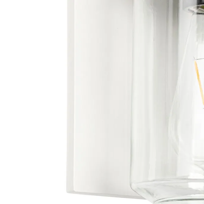 Moderne Wandleuchte Weiß mit Klarglas IP54 - Marshall