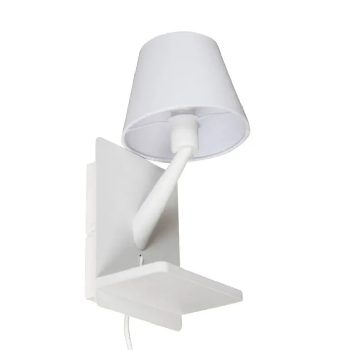 Moderne Wandleuchte weiß mit USB-C und induktivem Ladegerät - Comfort