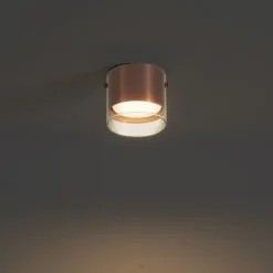 Moderner Aufbaustrahler Dunkelbronze mit Glas - Drain