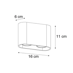 Moderner Aufbaustrahler schwarz 2-flammig GU10 50mm - Ronda