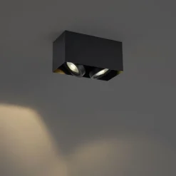 Moderner Aufbaustrahler schwarz inkl. dimmbarer LED 2-flammig - Dionysos