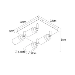 Moderner Badezimmerspot schwarz 4-Licht IP44 - Japie