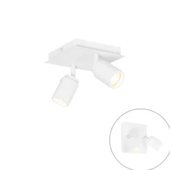 Moderner Badstrahler weiß quadratisch 2-flammig IP44 - Ducha