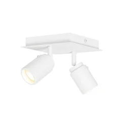 Moderner Badstrahler weiß quadratisch 2-flammig IP44 - Ducha