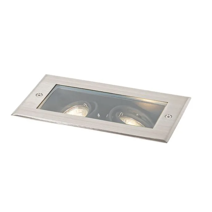 Moderner Bodenstrahler aus Stahl, 2-flammig, verstellbar, IP65 – Oneon