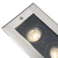 Moderner Bodenstrahler aus Stahl, 2-flammig, verstellbar, IP65 – Oneon