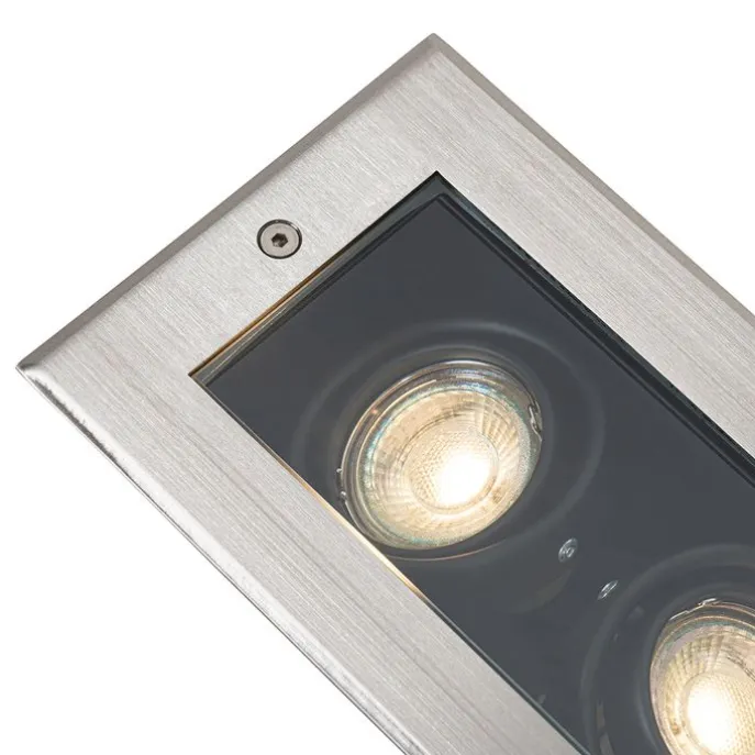 Moderner Bodenstrahler aus Stahl, 2-flammig, verstellbar, IP65 – Oneon