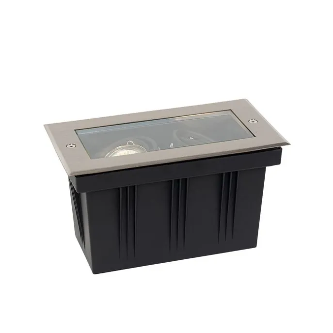 Moderner Bodenstrahler aus Stahl, 2-flammig, verstellbar, IP65 – Oneon