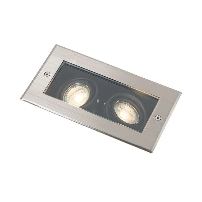 Moderner Bodenstrahler aus Stahl, 2-flammig, verstellbar, IP65 – Oneon