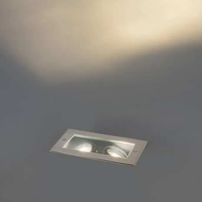 Moderner Bodenstrahler aus Stahl, 2-flammig, verstellbar, IP65 – Oneon