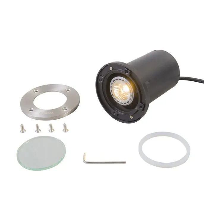 Moderner Bodenstrahler aus Edelstahl - Basic Round