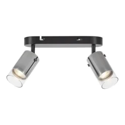 Moderner Deckenspot Gunmetal 2-flammig drehbar und verstellbar - Drain