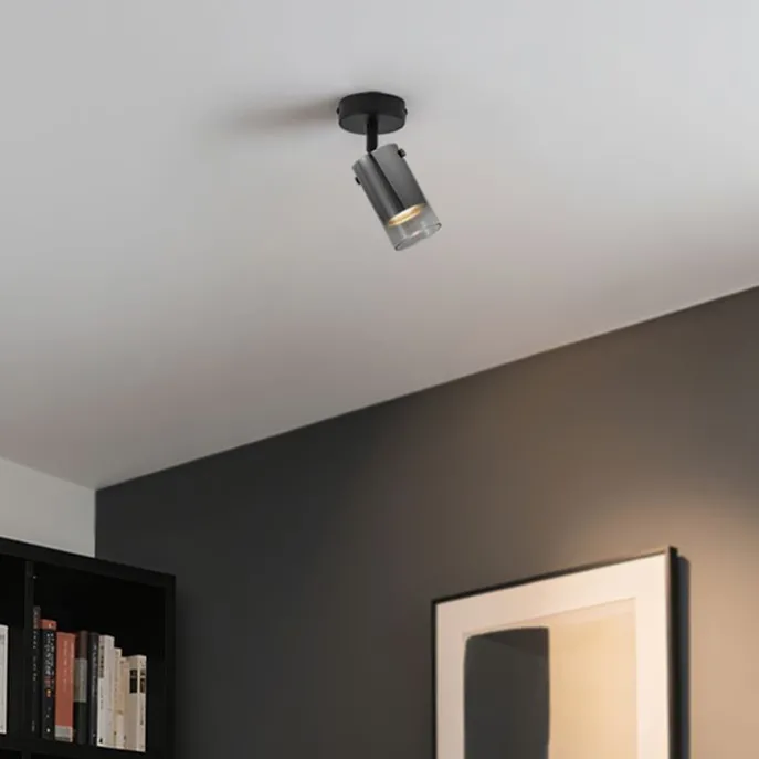 Moderner Deckenspot Gunmetal mit verstellbarem Glas - Drain