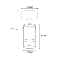 Moderner Deckenspot Gunmetal mit verstellbarem Glas - Drain