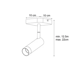 Moderner Deckenspot schwarz rund GU10 35mm dreh- und neigbar - Kate