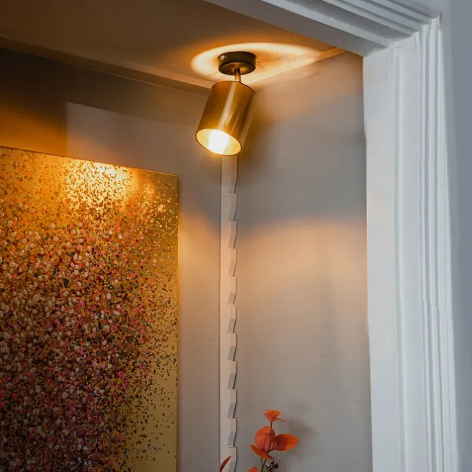 Moderner Deckenspot schwarz mit Gold - Lofty