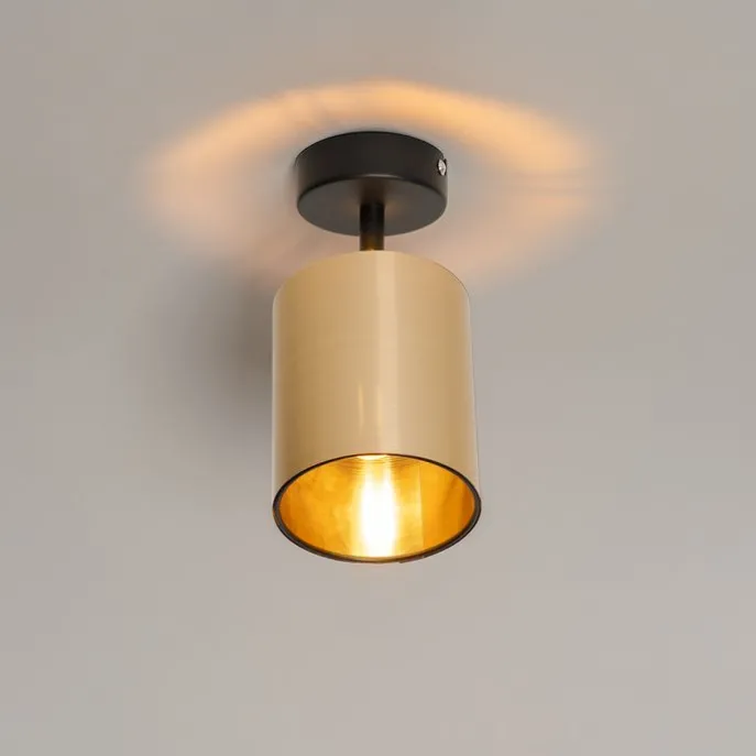 Moderner Deckenspot schwarz mit Gold - Lofty
