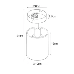Moderner Deckenspot schwarz mit Gold - Lofty
