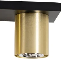 Moderner Deckenstrahler schwarz mit Gold 2-flammig – Tubo