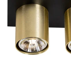 Moderner Deckenstrahler schwarz mit Gold 2-flammig – Tubo