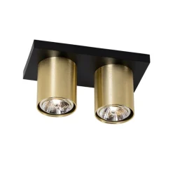 Moderner Deckenstrahler schwarz mit Gold 2-flammig – Tubo