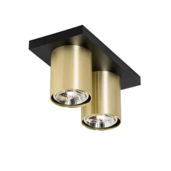 Moderner Deckenstrahler schwarz mit Gold 2-flammig – Tubo