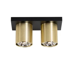 Moderner Deckenstrahler schwarz mit Gold 2-flammig – Tubo