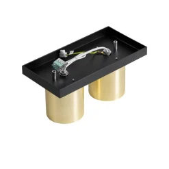 Moderner Deckenstrahler schwarz mit Gold 2-flammig – Tubo