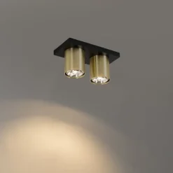 Moderner Deckenstrahler schwarz mit Gold 2-flammig – Tubo