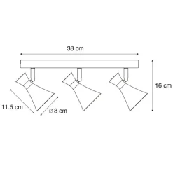 Moderner Deckenstrahler schwarz 3-flammig verstellbar - Triangle