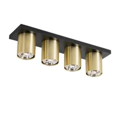Moderner Deckenstrahler schwarz mit Gold 4-flammig – Tubo
