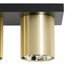 Moderner Deckenstrahler schwarz mit Gold 4-flammig – Tubo