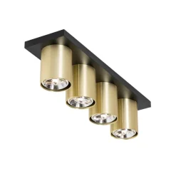 Moderner Deckenstrahler schwarz mit Gold 4-flammig – Tubo