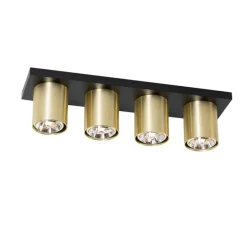 Moderner Deckenstrahler schwarz mit Gold 4-flammig – Tubo