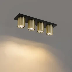 Moderner Deckenstrahler schwarz mit Gold 4-flammig – Tubo