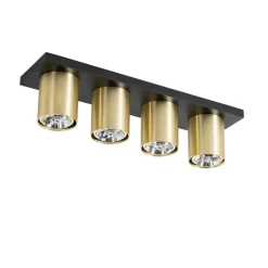 Moderner Deckenstrahler schwarz mit Gold 4-flammig – Tubo