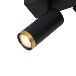 Moderner Deckenstrahler schwarz mit Bronze 4-flammig verstellbar – Renna