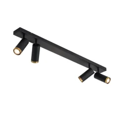 Moderner Deckenstrahler schwarz mit Bronze 4-flammig verstellbar – Renna