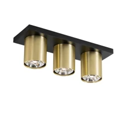 Moderner Deckenstrahler Schwarz mit Gold 3-flammig – Tubo