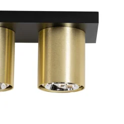 Moderner Deckenstrahler Schwarz mit Gold 3-flammig – Tubo