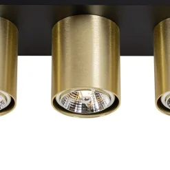 Moderner Deckenstrahler Schwarz mit Gold 3-flammig – Tubo