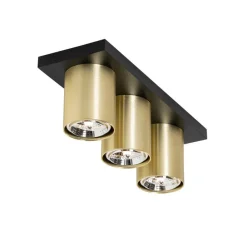Moderner Deckenstrahler Schwarz mit Gold 3-flammig – Tubo