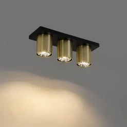Moderner Deckenstrahler Schwarz mit Gold 3-flammig – Tubo