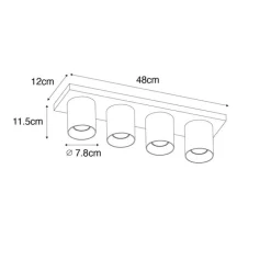 Moderner Deckenstrahler schwarz 4-flammig - Tubo