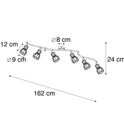 Moderner Deckenstrahler schwarz 145 cm 6-flammig - Botu