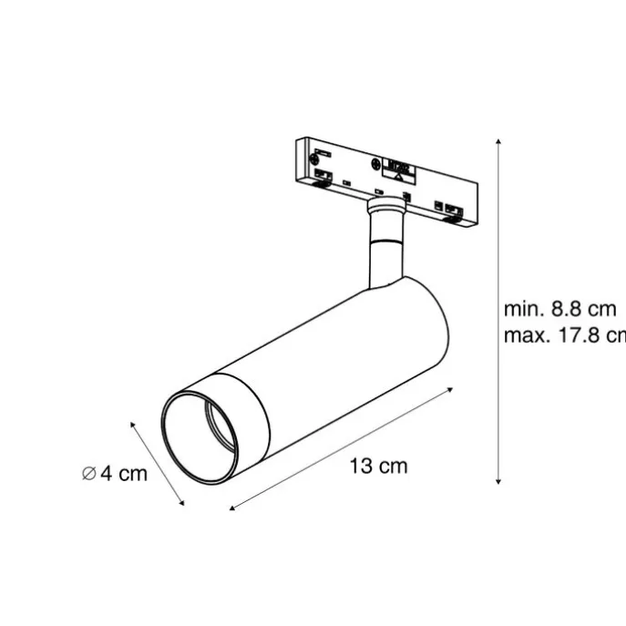 Moderner Dunkelbronze-Strahler für 1-Phasen-Schienensystem GU10 35mm - Slimline Uzzy