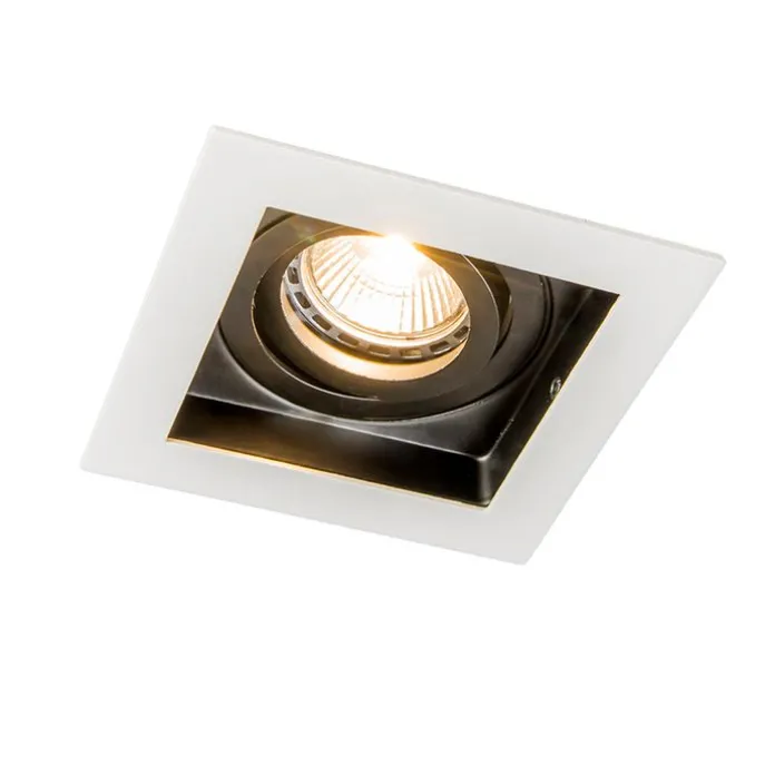 Moderner Einbaustrahler weiß mit schwarz verstellbar – Carree