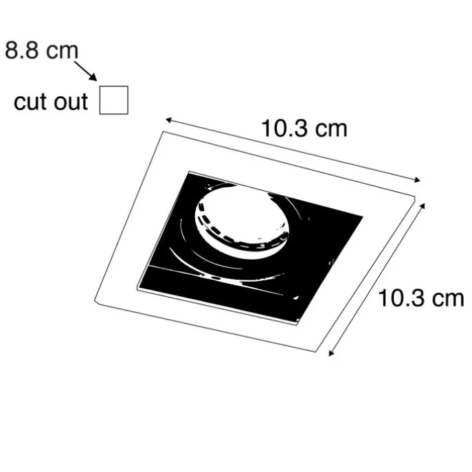 Moderner Einbaustrahler weiß mit schwarz verstellbar – Carree