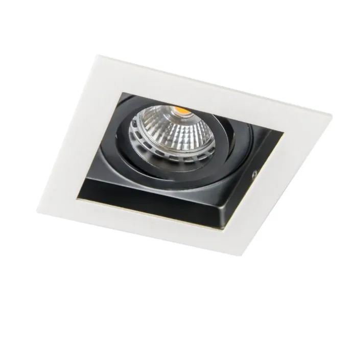 Moderner Einbaustrahler weiß mit schwarz verstellbar – Carree