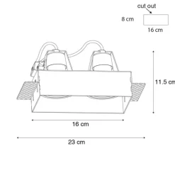 Moderner Einbaustrahler weiß GU10 AR70 randlos 2-flammig - Oneon